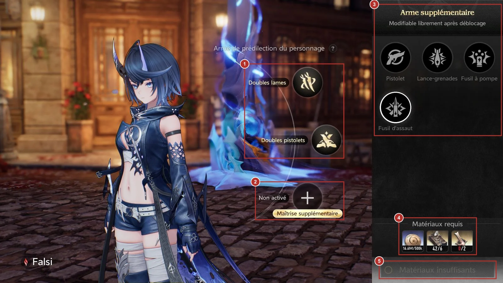 The Weapon Proficiency screen in the Armoury: this one is Falsi's.